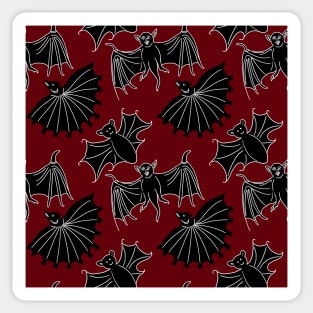 Red Goth Medieval Art Bats Sticker